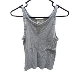 Womens Soft Gray Scallop Edged Tank Top cami Ann Taylor LOFT Size Medium EUC